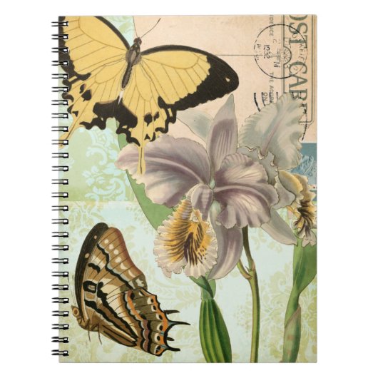  Briefkaart met Butterflies en Flowers Notitieboek (Voorkant)