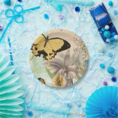 Briefkaart met Butterflies en Flowers Papieren Bordje (Feest)