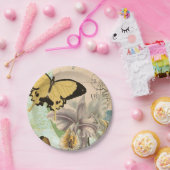 Briefkaart met Butterflies en Flowers Papieren Bordje (Feest)