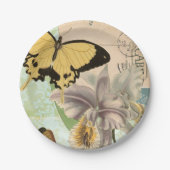 Briefkaart met Butterflies en Flowers Papieren Bordje (Voorkant)