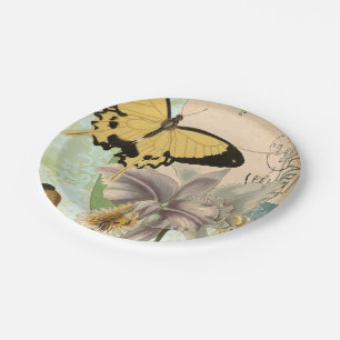  Briefkaart met Butterflies en Flowers Papieren Bordje