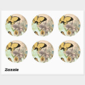 Briefkaart met Butterflies en Flowers Ronde Sticker (Vel)