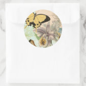 Briefkaart met Butterflies en Flowers Ronde Sticker (Tas)