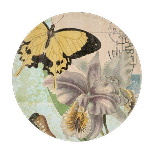  Briefkaart met Butterflies en Flowers Snijplank (Voorkant)