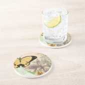  Briefkaart met Butterflies en Flowers Zandsteen Onderzetter (Zijkant)