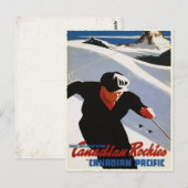 Briefkaart met Canadian Rockies Ski Print (Voorkant / Achterkant)