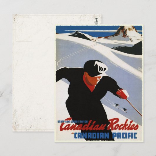 Briefkaart met Canadian Rockies Ski Print (Voorkant / Achterkant)