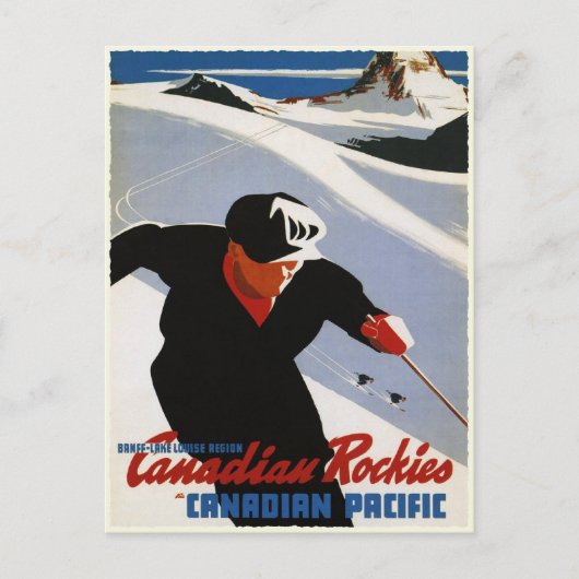 Briefkaart met Canadian Rockies Ski Print (Voorkant)