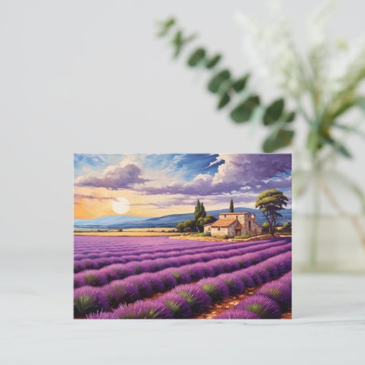 Briefkaart met charmante lavendel Provence Frankri (Staand voorkant)
