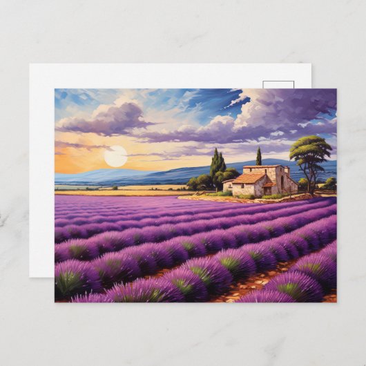 Briefkaart met charmante lavendel Provence Frankri (Voorkant / Achterkant)