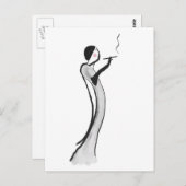 Briefkaart met Chic Jazz Age Lady Illustratie (Voorkant / Achterkant)