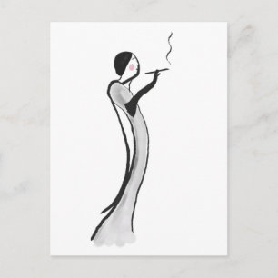 Briefkaart met Chic Jazz Age Lady Illustratie