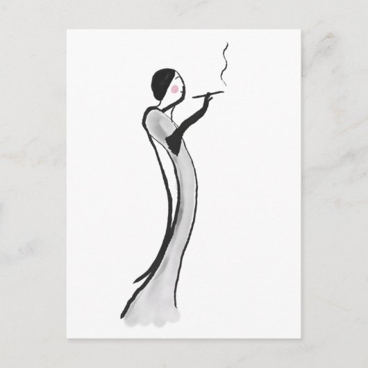 Briefkaart met Chic Jazz Age Lady Illustratie (Voorkant)