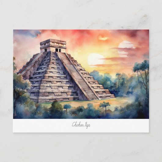 Briefkaart met Chichen Itza, Mexico. (Voorkant)