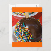 Briefkaart met chocolade-omhuld appel (Voorkant / Achterkant)