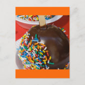 Briefkaart met chocolade-omhuld appel (Voorkant)