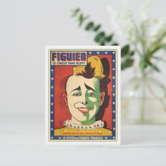 Briefkaart met  Circus Clown (Staand voorkant)
