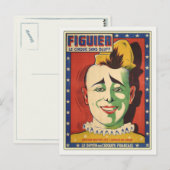 Briefkaart met  Circus Clown (Voorkant / Achterkant)
