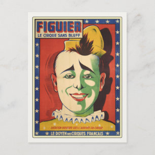 Briefkaart met  Circus Clown