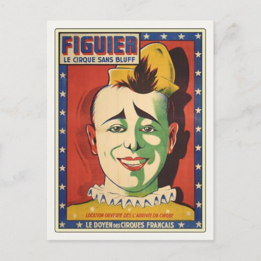Briefkaart met  Circus Clown (Voorkant)