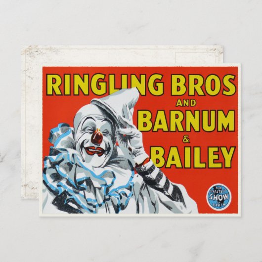 Briefkaart met  Circus Clown Print (Voorkant / Achterkant)