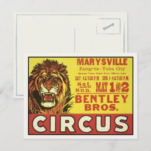 Briefkaart met  Circus Poster (Voorkant / Achterkant)