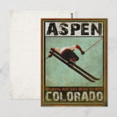 Briefkaart met Cool Aspen Ski Print (Voorkant / Achterkant)
