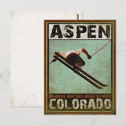 Briefkaart met Cool Aspen Ski Print (Voorkant / Achterkant)