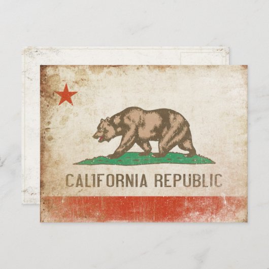 Briefkaart met Cool California Flag (Voorkant / Achterkant)