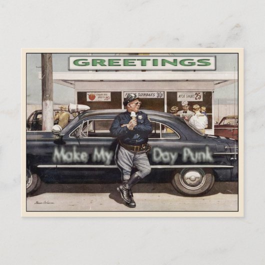 Briefkaart met Cool  Cop Illustratie (Voorkant)