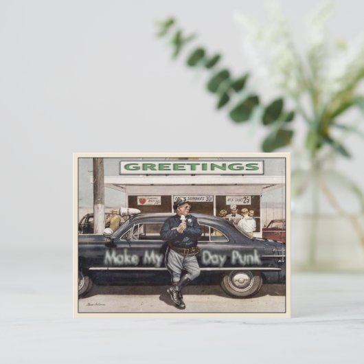 Briefkaart met Cool  Cop Illustratie (Staand voorkant)