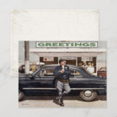 Briefkaart met Cool  Diner Cop Illustratie (Voorkant / Achterkant)