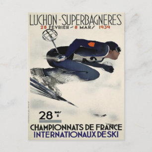 Briefkaart met Cool Ski Poster uit Frankrijk