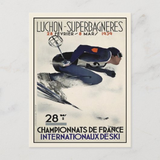 Briefkaart met Cool Ski Poster uit Frankrijk (Voorkant)