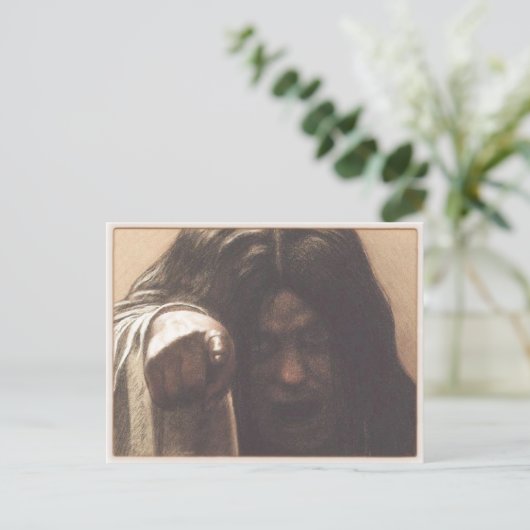 Briefkaart met Creepy Girl Pointing Finger (Staand voorkant)