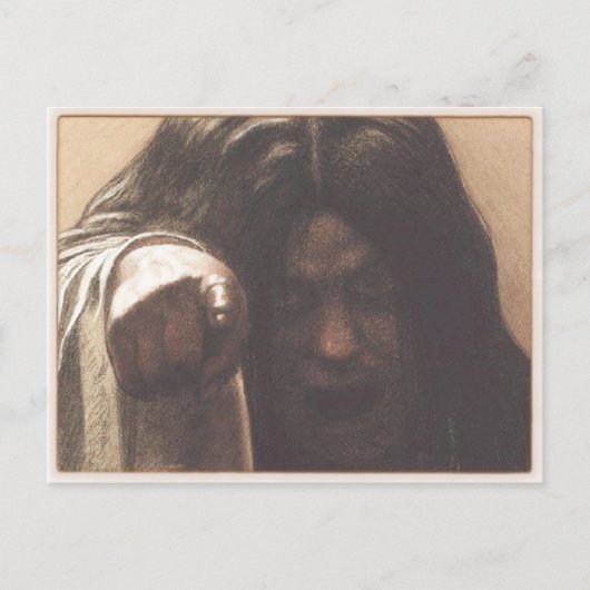 Briefkaart met Creepy Girl Pointing Finger (Voorkant)