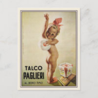 Briefkaart met Cute Baby op Vintage Ad Poster