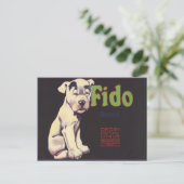 Briefkaart met Cute Dog op Lemon Crate Label Print (Staand voorkant)