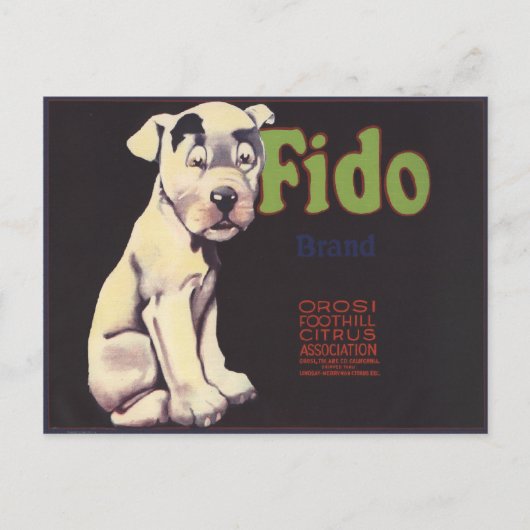 Briefkaart met Cute Dog op Lemon Crate Label Print (Voorkant)