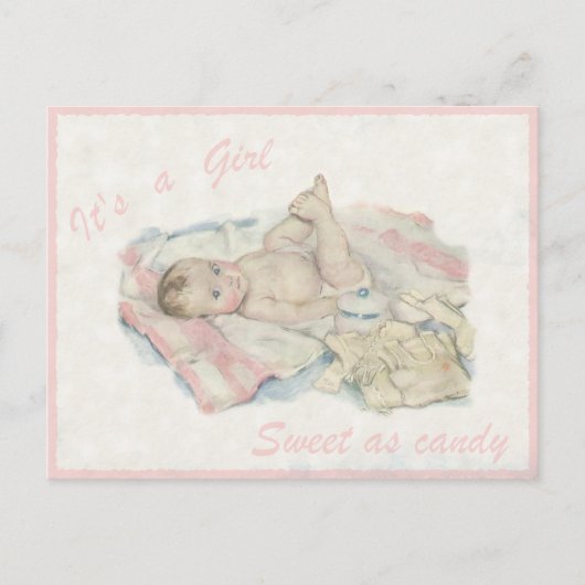  Briefkaart met Cute Little Baby Girl (Voorkant)