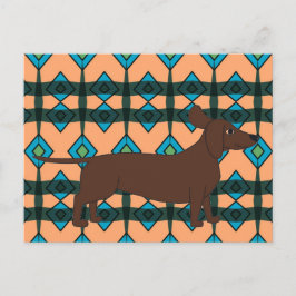Briefkaart met Dachshund en Southwestern Design