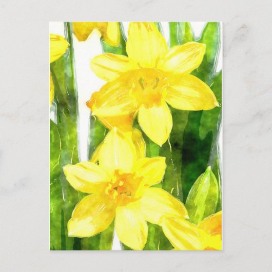 Briefkaart met Daffodils in waterverf (Voorkant)