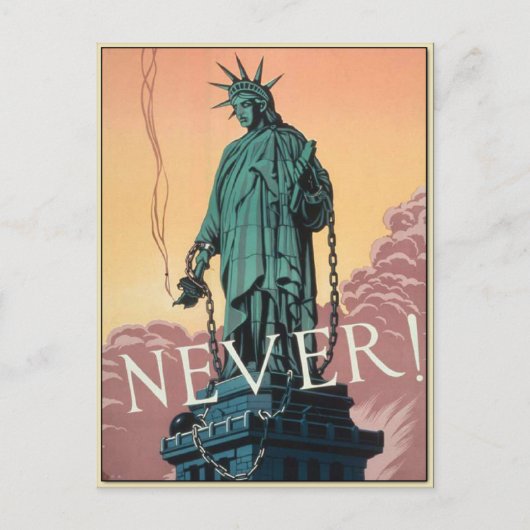 Briefkaart met de  Amerikaanse WWII Propaganda (Voorkant)