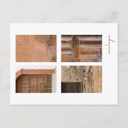 Briefkaart met de bezienswaardigheden van Malaga i (Voorkant)