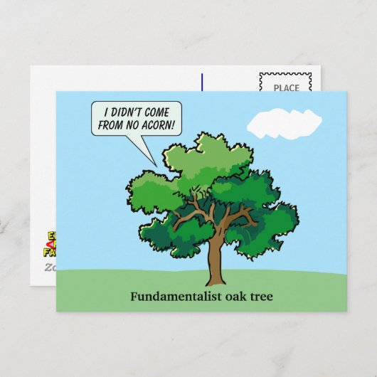 Briefkaart met de fundamentalistische eikenboom-Ca (Voorkant / Achterkant)