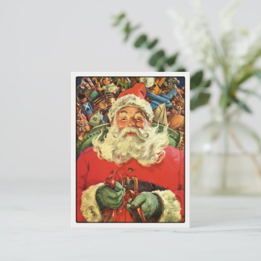 Briefkaart met de  Kerstman Groeten (Staand voorkant)