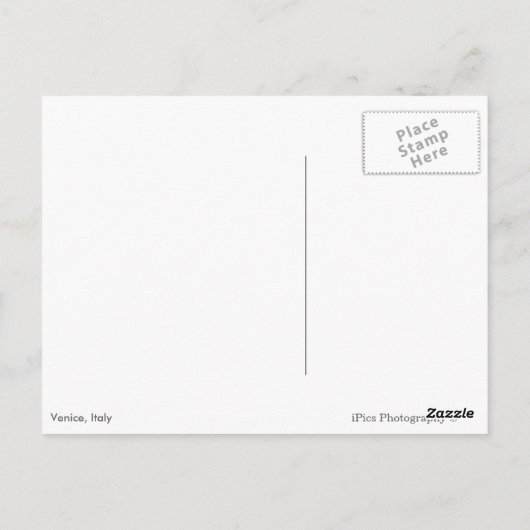 Briefkaart met de tekst "Venetië" en gondolas (Achterkant)