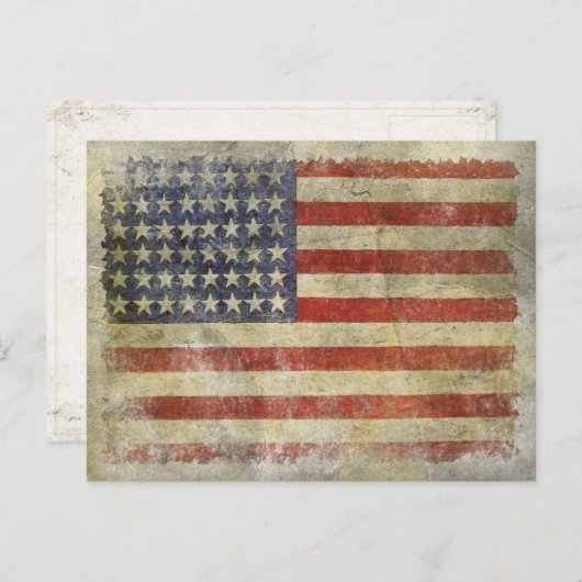 Briefkaart met de vlag van de VS (Voorkant / Achterkant)