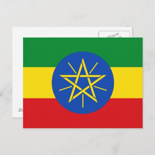 Briefkaart met de vlag van Ethiopië (Voorkant / Achterkant)