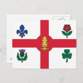 Briefkaart met de vlag van Montreal, Canada (Voorkant / Achterkant)